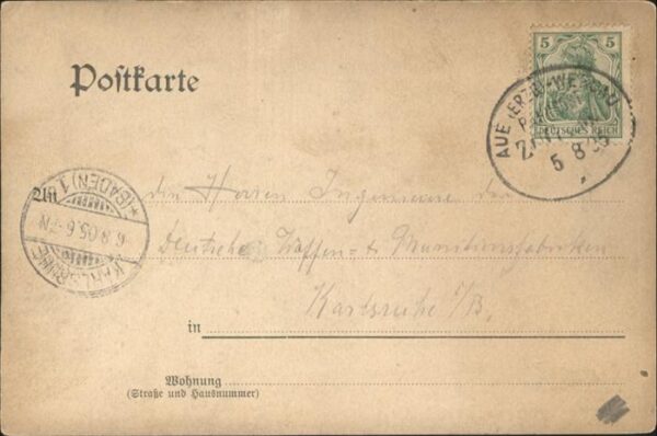 Aue Erzgebirge Saechs. Erzgebirge Kuenstlerpostkarte Schloss Stein – Bild 2