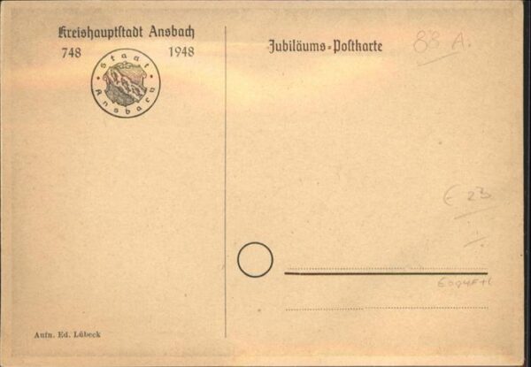Ansbach Mittelfranken Jubilaeums-Postkarte – Bild 2