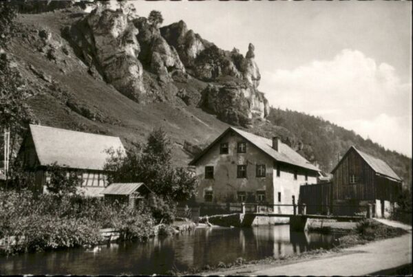 Pottenstein Oberfranken Pottenstein Muehle Bruecke *