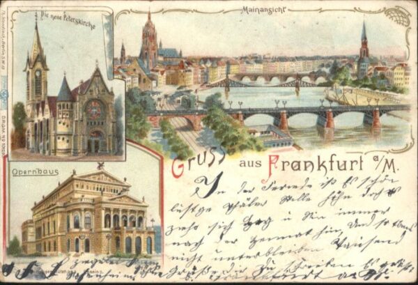 Frankfurt Main Peters Kirche Opernhaus Bruecke