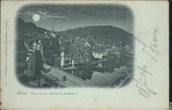 Calw Nagold bei Mondschein
