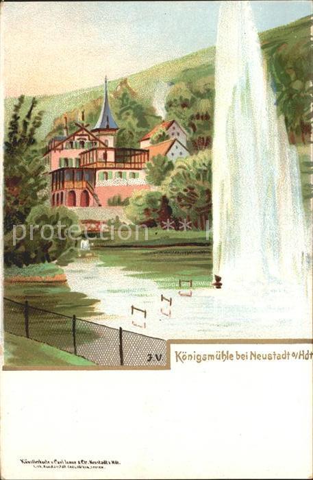 Koenigsmuehle Neustadt Weinstrasse Litho Kuenstlerkarte Carl Laux