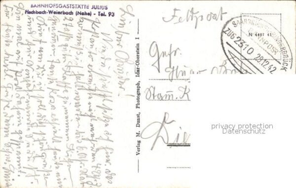 Weierbach Idar-Oberstein Martin-Weierbach Bahnpost-Stempel – Bild 2