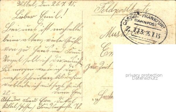 Bad Vilbel Kriegerdenkmal Victoria-Molita-Sprudel Bahnpost-Stempel – Bild 2