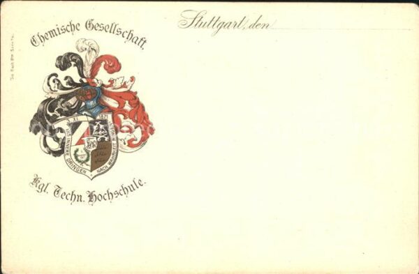 Studentika Wappen Stuttgart Chemische Gesellschaft Technische Hochschule