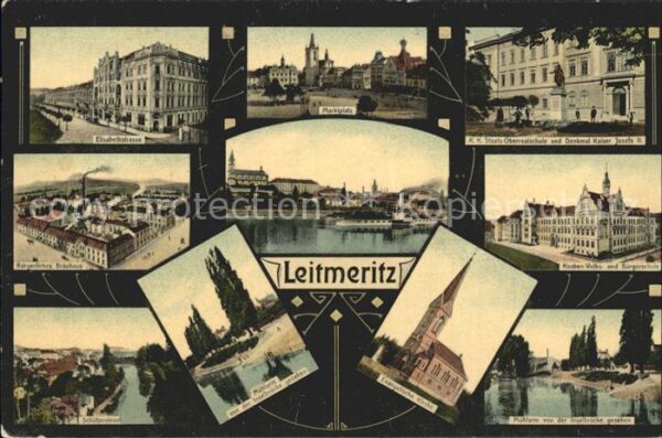 Leitmeritz Litomerice Nordboehmen Elisabethstrasse Oberrealschule Braeuhaus Buer