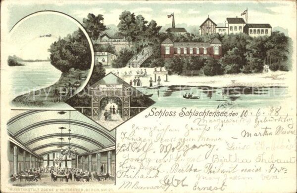 Schlachtensee STEGLITZ-ZEHLENDORF BERLIN Restaurant Schloss Schlachtensee Litho