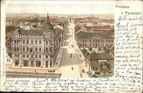 Pardubice Pardubitz Zelene predmesti Litho