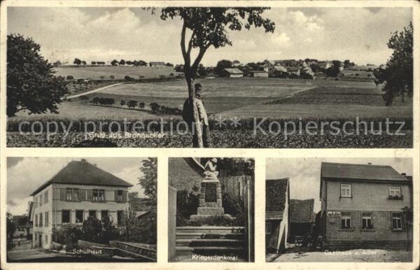 Bronnacker Schulhaus Kriegerdenkmal Gasthaus zum Adler
