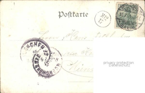 Niederwalddenkmal Weinblatt-Karte Trauben Litho – Bild 2