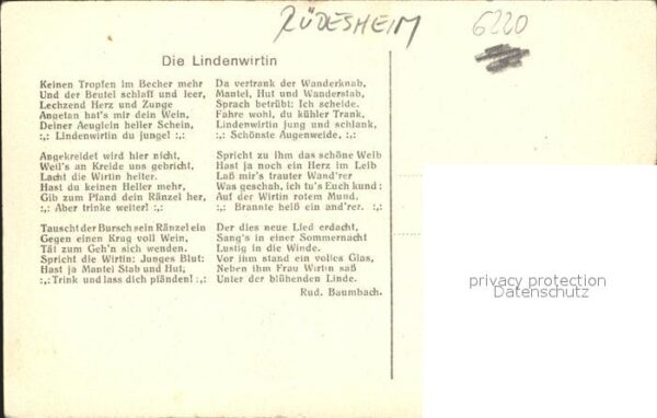 Bad Godesberg Die Lindenwirtin Gedicht Rudolf Baumbach – Bild 2