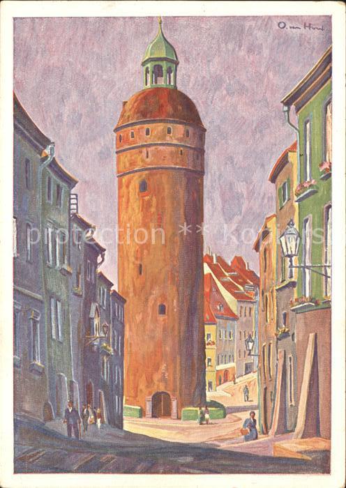 Goerlitz Sachsen Nikolaiturm Kuenstlerkarte