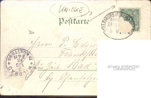 Durlach Turmberg Markgraf Karl Litho Bahnpost-Stempel – Bild 2