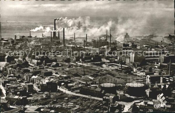 Duisburg Ruhr Fliegeraufnahme Industriewerke am Rhein