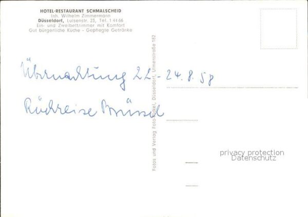 Duesseldorf Hotel Restaurant Schmalscheid Zimmer und Speiseraum – Bild 2