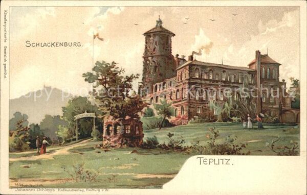 Teplitz-Schoenau Teplice Schlackenburg Kuenstlerkarte H. Wunderlich