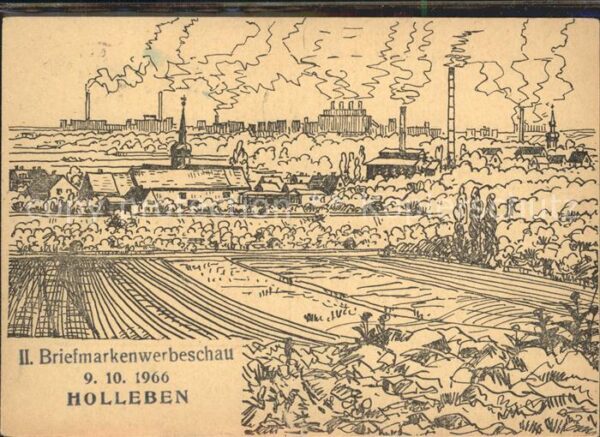Holleben Gesamtansicht II. Briefmarkenwerbeschau Kuenstlerkarte