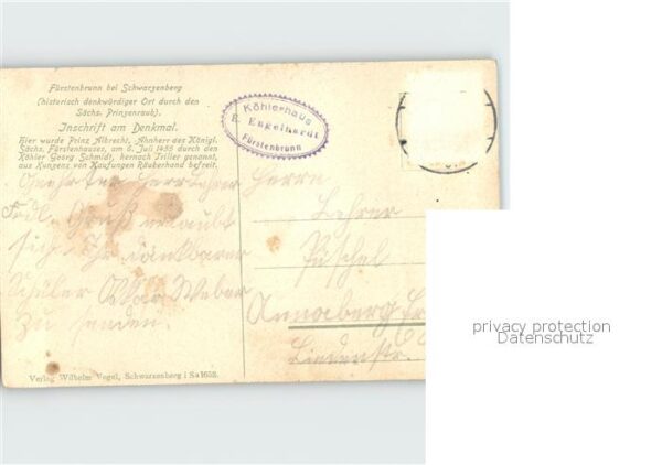 Fuerstenbrunn Schwarzenberg Denkmal Inschrift – Bild 2