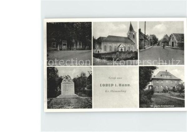 Lorup Baeckerei Kalvolage Kirche Dorfmotiv Ehrenmal St Josefs Krankenhaus