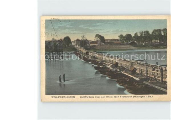 Friedlingen Schiffbruecke ueber den Rhein nach Frankreich