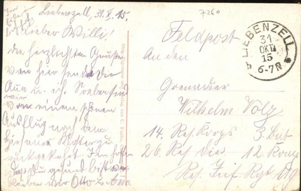 Hirsau Schlossruine mit Ulme Gedicht Feldpost – Bild 2