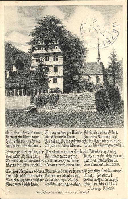 Hirsau Schlossruine mit Ulme Zeichnung