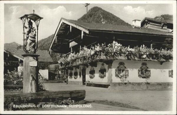 Ruhpolding Bauernhaus Dorfbrunnen