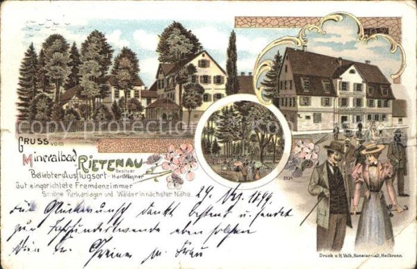 Rietenau Mineralbad Gasthof Hans Wagner Litho