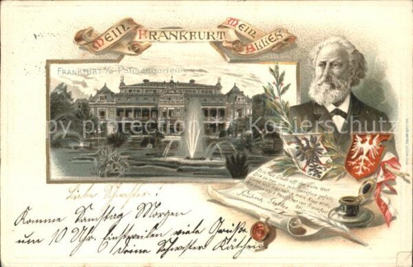 Frankfurt Main Palmengarten Friedrich Stoltze Gedicht Litho