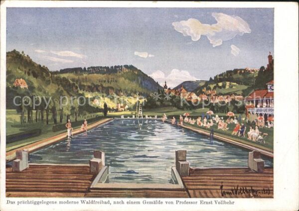 Bad Liebenzell Waldfreibad Kuenstlerkarte Professor Ernst Vollbehr