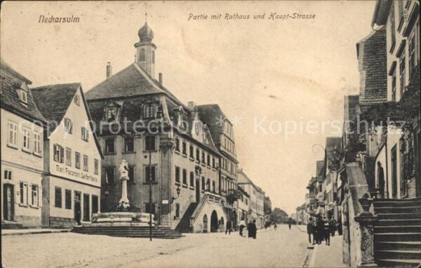 Neckarsulm Partie mit Rathaus Hauptstrasse