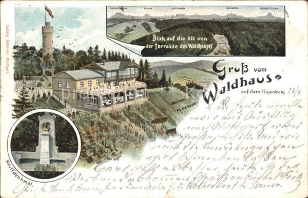Stuttgart Waldhaus Hasenberg Blick Alb von der Terrasse des Waldhauses Hauffdenk