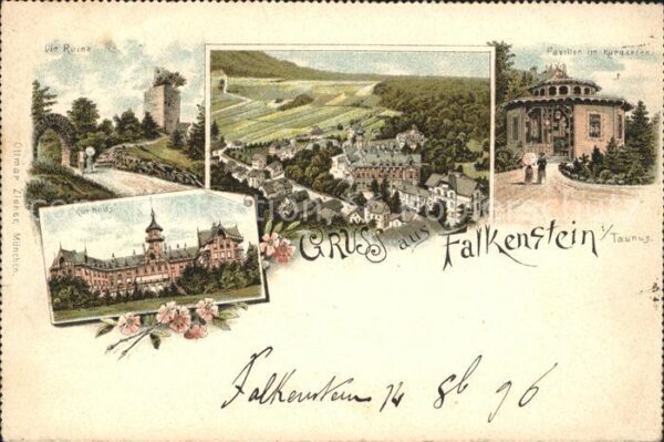 Falkenstein Taunus Kurhaus Ruine Pavilion mit Kurgarten