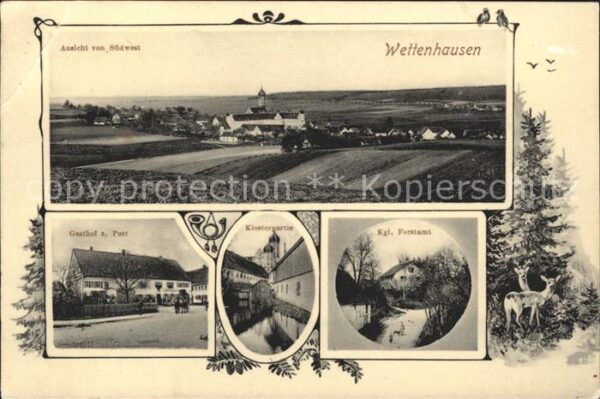 Wettenhausen Suedwestansicht Gasthof z. Post Klosterpartie Kgl. Forstamt