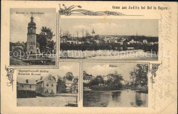 Joditz Kirche Schulhaus Gastwirtschaft Joditz Heinrich Kraus Muehe