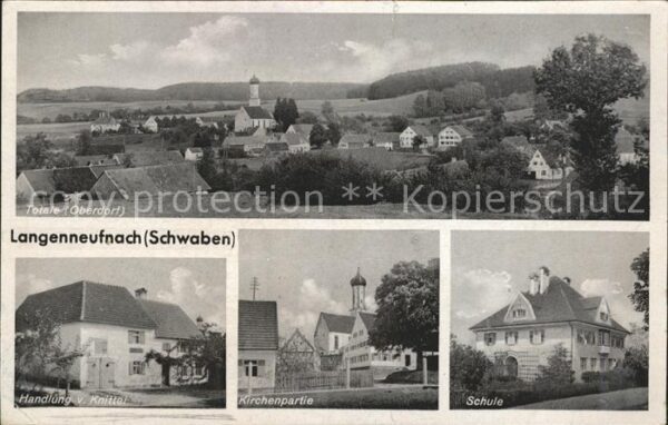 Langenneufnach Totale Handlung v. Knittel Kirchenpartie Schule