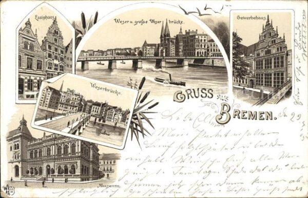 Bremen Essighaus Weser u. grosse Weserbruecke Gewerbehaus Museum