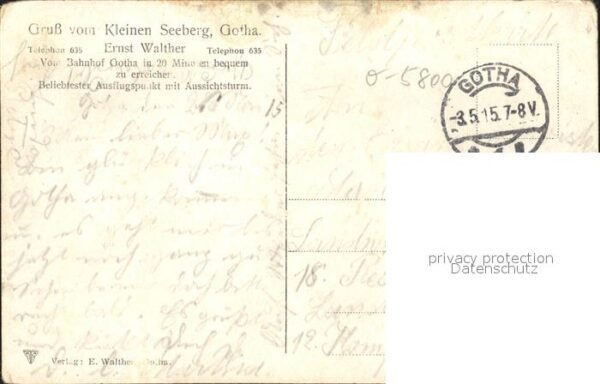 Gotha Thueringen Etablissement Kleiner Seeburg Sternwarte Denkmal v. Herzog Erns – Bild 2