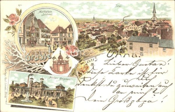 Unna Bahnpost Marktplatz Denkmal Badehaus Koenigsborn