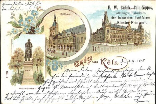Koeln Rhein Rathaus Moltke-Denkmal