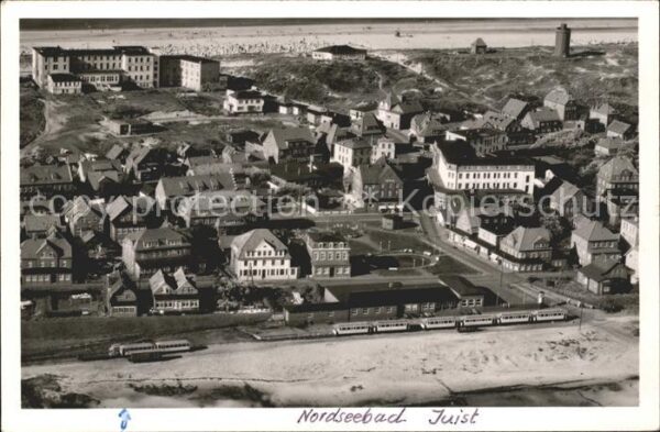 Juist Nordseebad Fliegeraufnahme Strand Strassenbahn