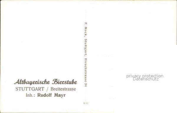 Stuttgart Altbayrische Bierstube Breitestrasse Rudolf Mayr – Bild 2