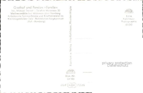Weismain Gasthaus Pension Forelle Weihersmuehle – Bild 2