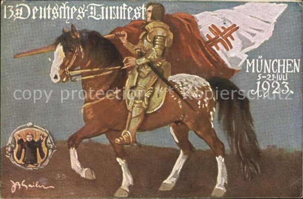 Muenchen Deutsches Turnfest 5.-21. Juli 1923 Ritter Pferd