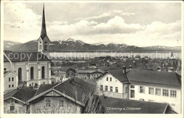 Chieming Chiemsee mit See und Alpen