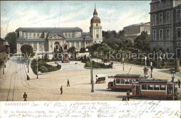 Darmstadt Paradeplatz mit Museum Strassenbahn