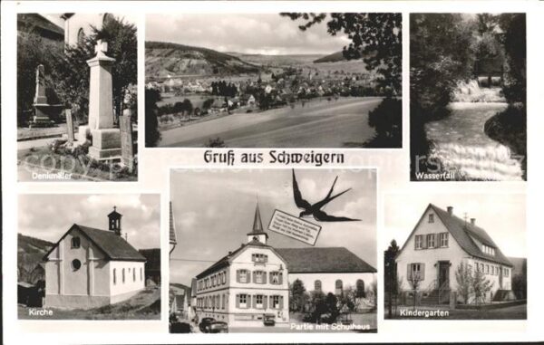 Schweigern Denkmal Wasserfall Kirche Schulhaus Kindergarten Briefschwalbe