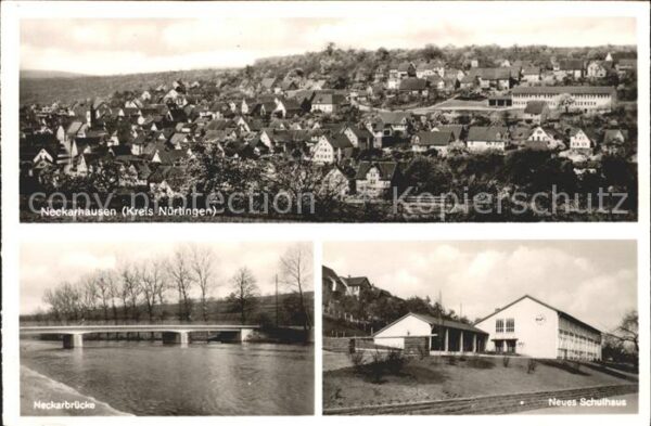 Neckarhausen Nuertingen Neckarbruecke Schulhaus