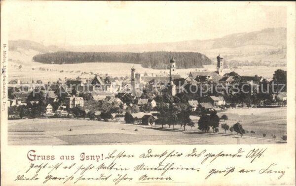 Isny Allgaeu Ortsansicht mit Kirche
