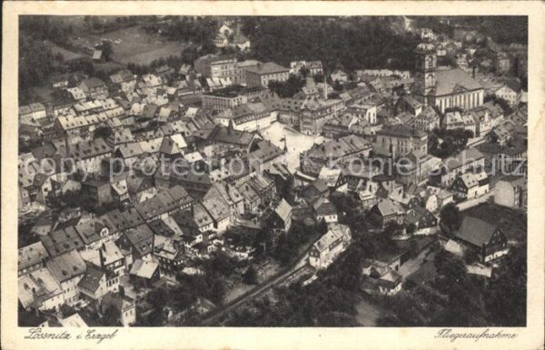 Loessnitz Erzgebirge Stadtmitte Kirche Fliegeraufnahme Junkers Luftbild Nr. 2885